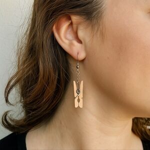 Peach Clothespin Earrings -Hypoallergenic